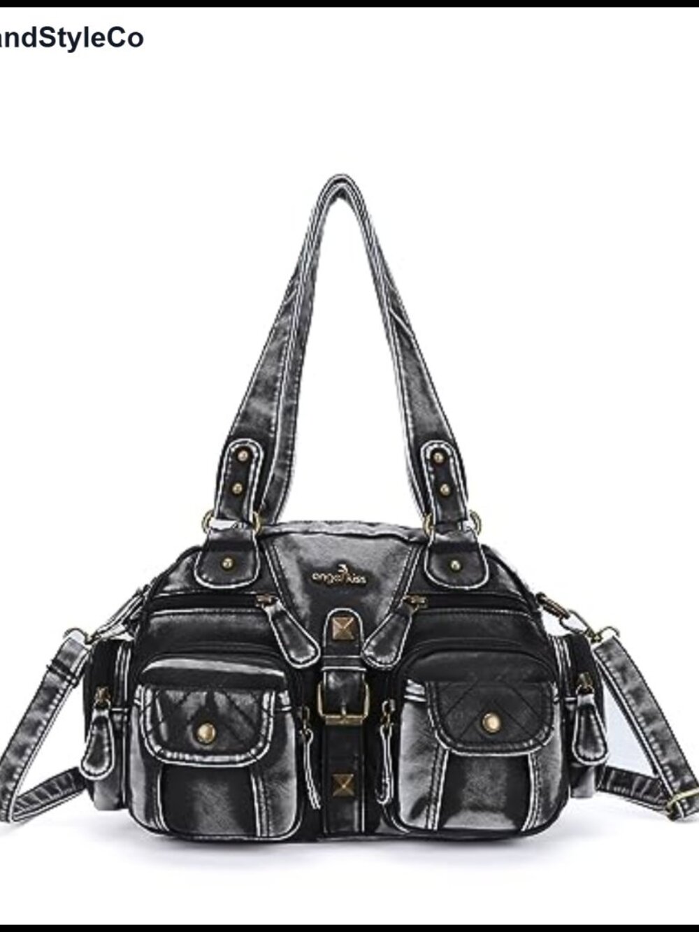 Women's Soft Faux Leather Hobo Bag Crossbody Shoulder Purse Multi-Pocket Handbag